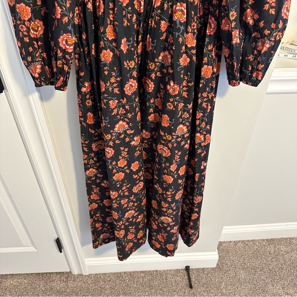 THE GREAT. Black Pink Cotton Floral Maxi Dress XS/S - Picture 11 of 13
